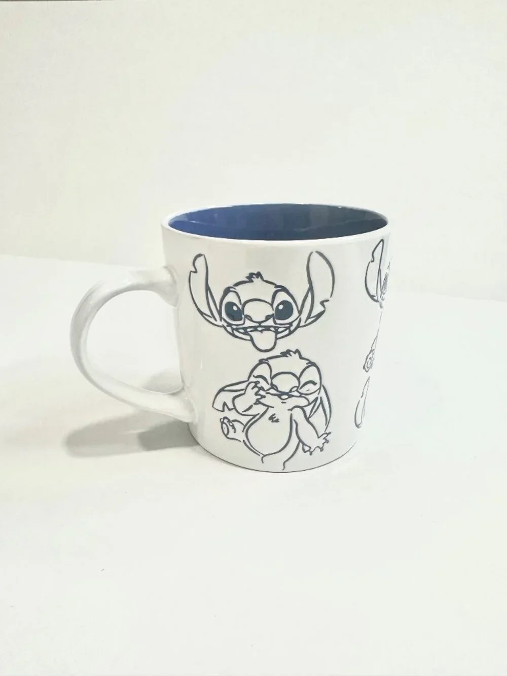 Disney Lilo and Stitch Coffee Mug Sketch of Stitch Design White & Blue 4
